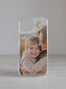 Telefonikaas oma pildi ja tekstiga, ema ja tütar