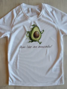 "run like avocado" kujundusega särk