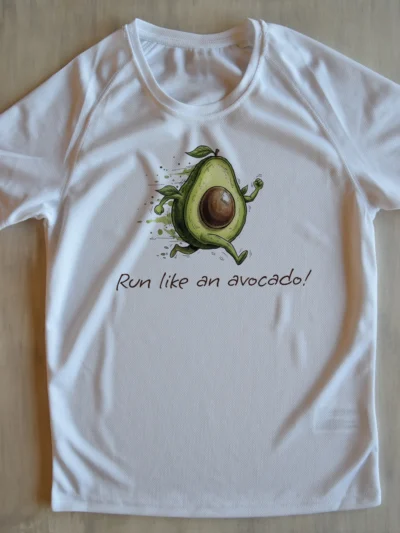 "run like avocado" kujundusega särk