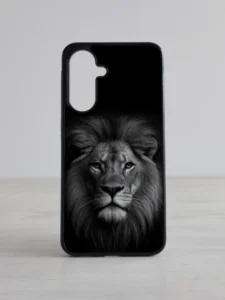 Samsung Galaxy ümbris mustvalge lõviga mustal taustal
