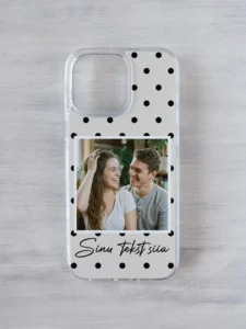 Mustad täpid hele taust polkamuster oma pildi ja tekstiga