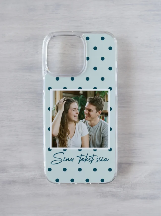 Sinine polkamuster oma pildi ja tekstiga