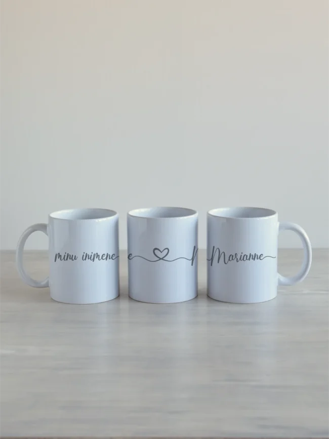 Kruus 330 ml “Minu inimene” oma nimega, südamega, hall tekst