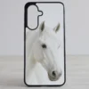 Elegantne monokroomne Samsung Galaxy telefonikaan valge hobuse portreega