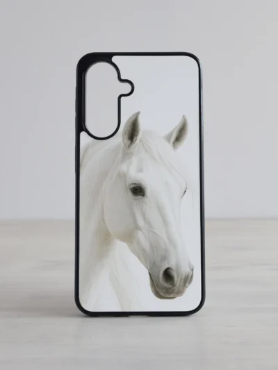Esileht Elegantne monokroomne Samsung Galaxy telefonikaan valge hobuse portreega
