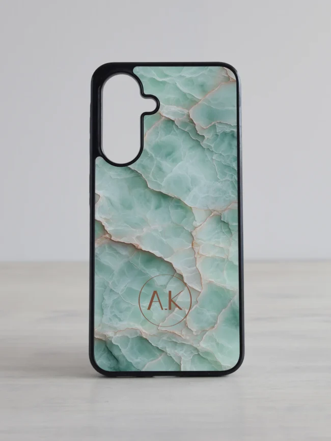Mereroheline marmormustriga Samsung Galaxy kaas initsiaalidega