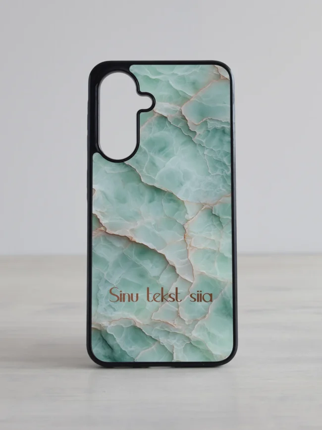 Mereroheline marmormustriga Samsung Galaxy kaas näidistekstiga