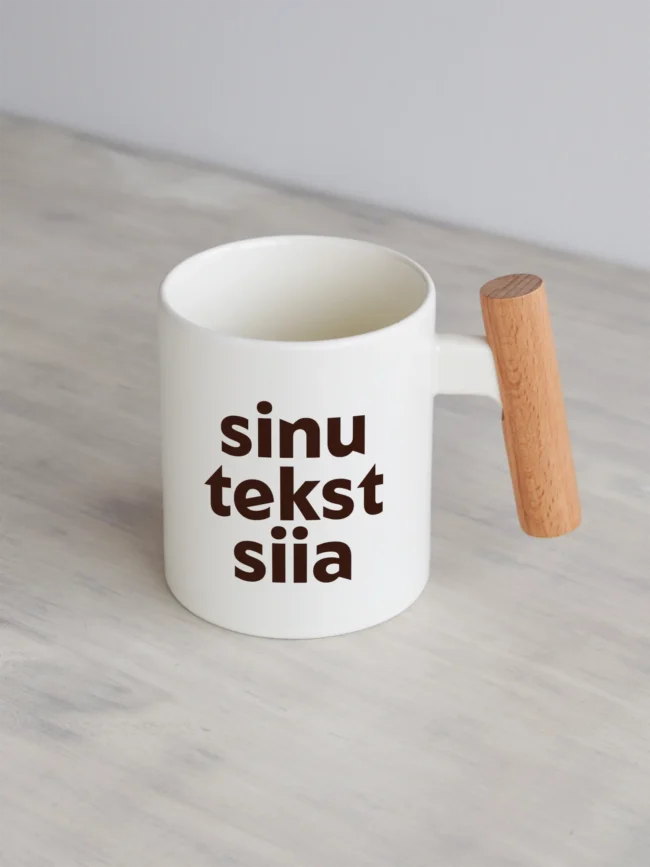 330ml hele puitsangaga kruus kujundusega Gentleman, personaliseeritav.