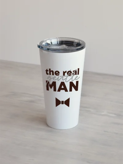 Home Valge 480ml termoskruus kirjaga „The Real Gentleman" ja kikilips