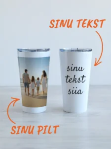 480ml valge termostass, personaliseeritav oma pildi ja/või tekstiga.