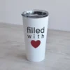 Valge 480ml termostass, filled with love ja tumepunane süda