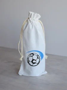 Jalgpalli veepudeli kinkekott jalgpalliga, sinine-must.