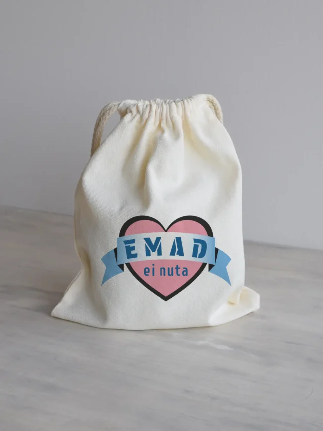 Kinkekott kruusile Emad ei nuta, roosa-sinine.