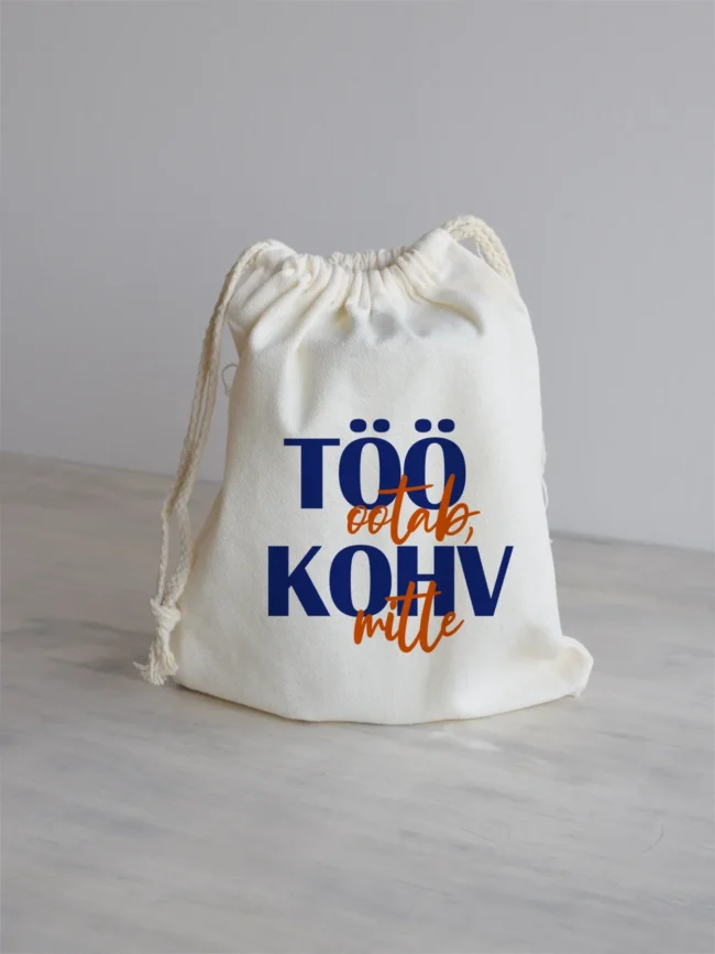 Riidest kinkekott Kohv ei oota sinine-oranž.