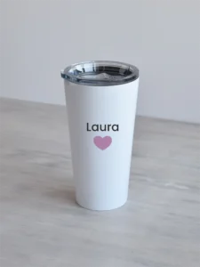 480ml valge termostass, roosa süda