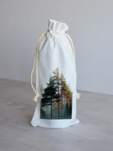 Riidest kinkekott joogipudelile "Hommikune mets".