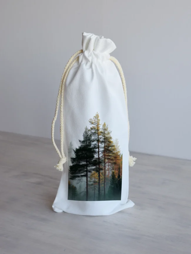 Riidest kinkekott joogipudelile "Hommikune mets".