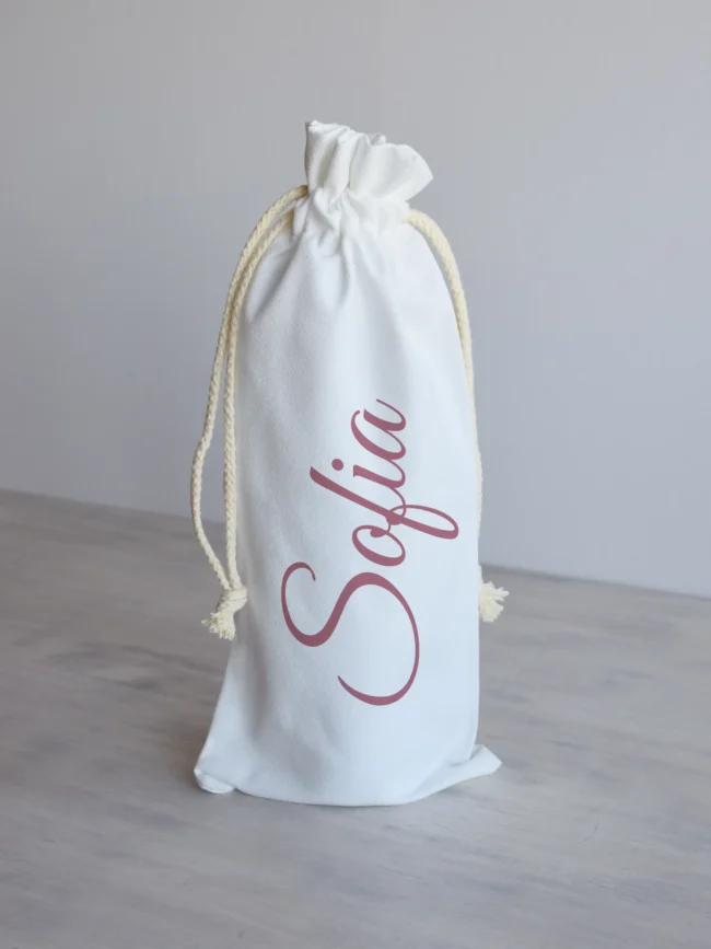 Riidest kinkekott nimelisele joogipudelile "Elegant"