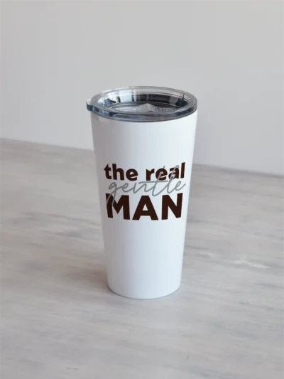 Valge 480 ml termostass kujundusega "The Real Gentleman"