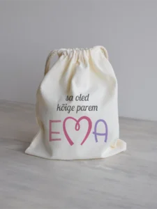 Riidest kinkekott kruusile "EMA"