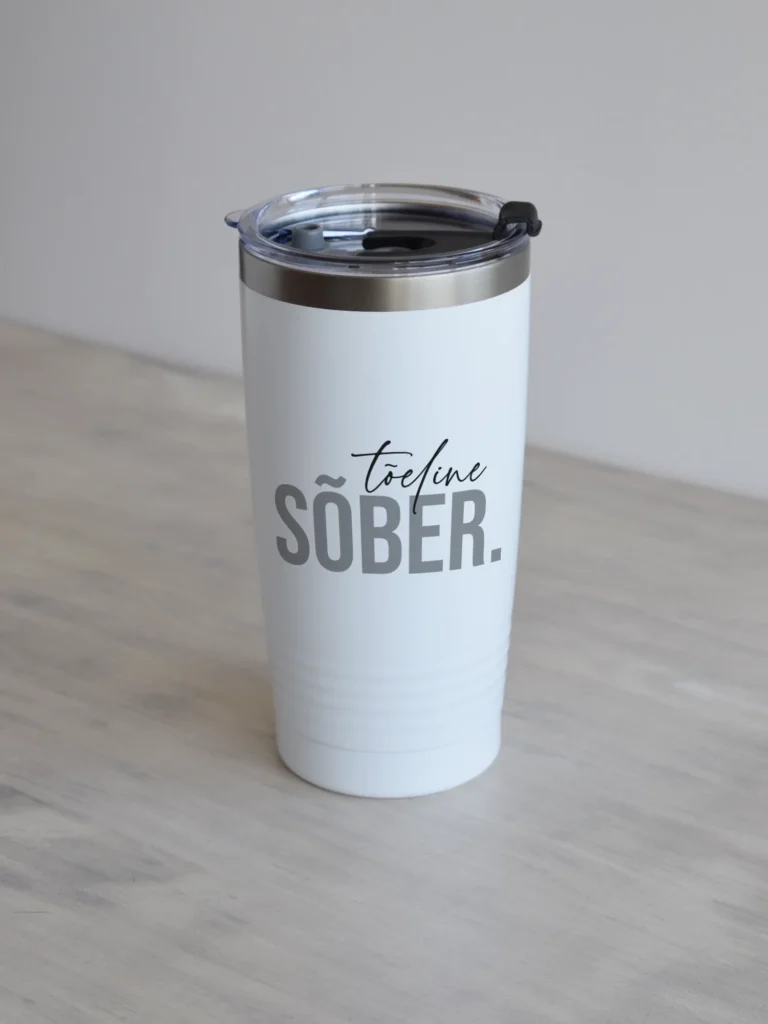 600 ml valge ringneck termoskruus toeline sober, hall