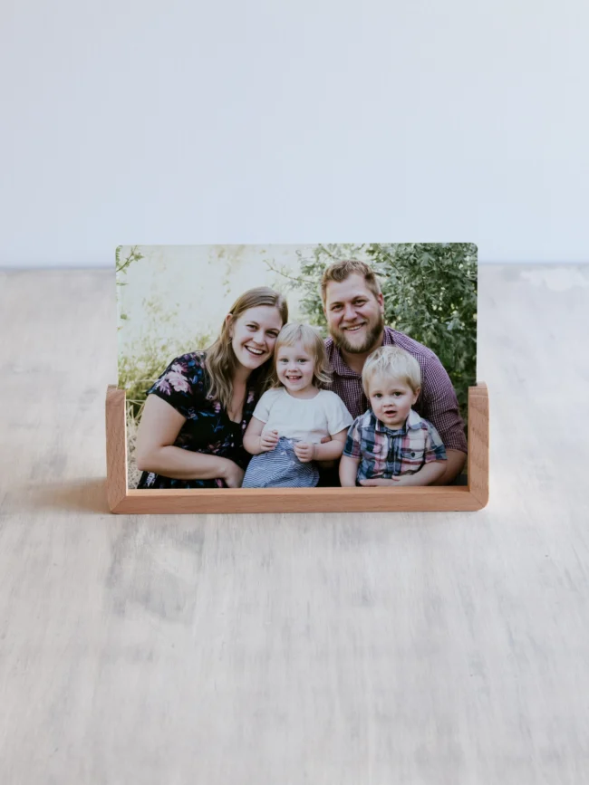 personaalne fotoklaas puidust alusel 127x178mm horisontaalne perefotoga