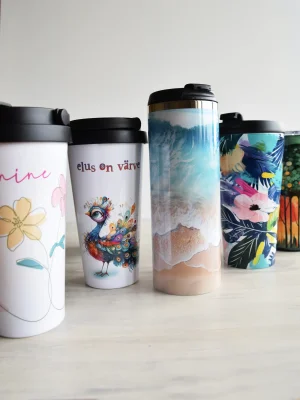 Kohvitopsid, termostopsid ja -pudelid valmiskujunduse või oma pildiga